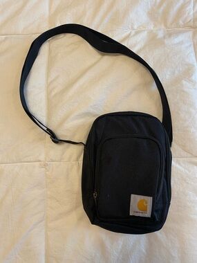 Carhartt Black Small Crossbody Belt Bag with Yellow Logo Patch
